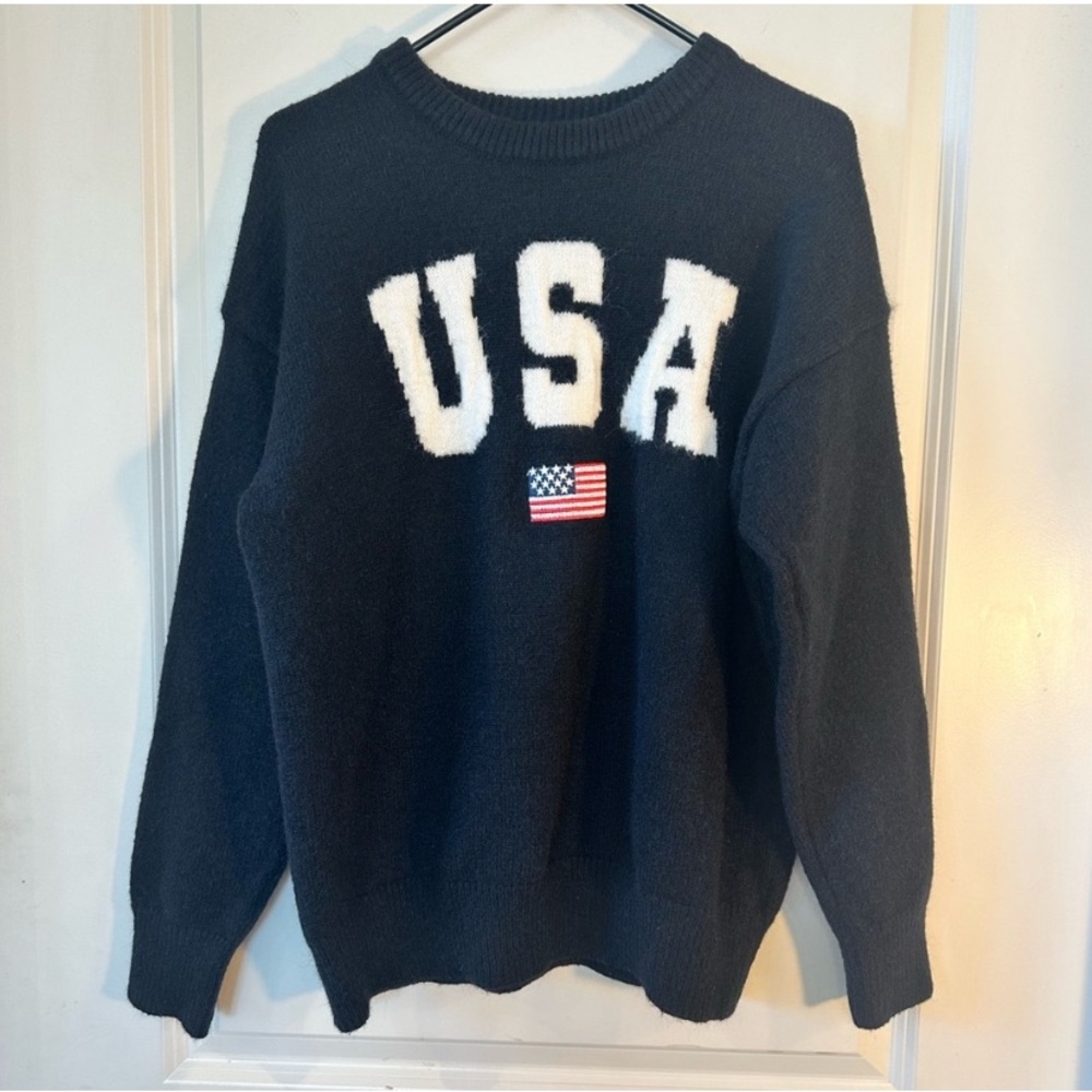 USA Crewneck Sweater with Flag Patch